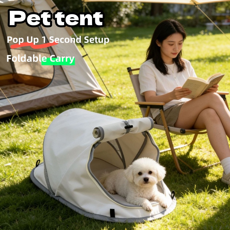Outdoor Camping Dog Bed - Tragbares Pop-Up-Hundezelt, Sonnenschutz, atmungsaktiv, wasserdicht, Haustierhaus,