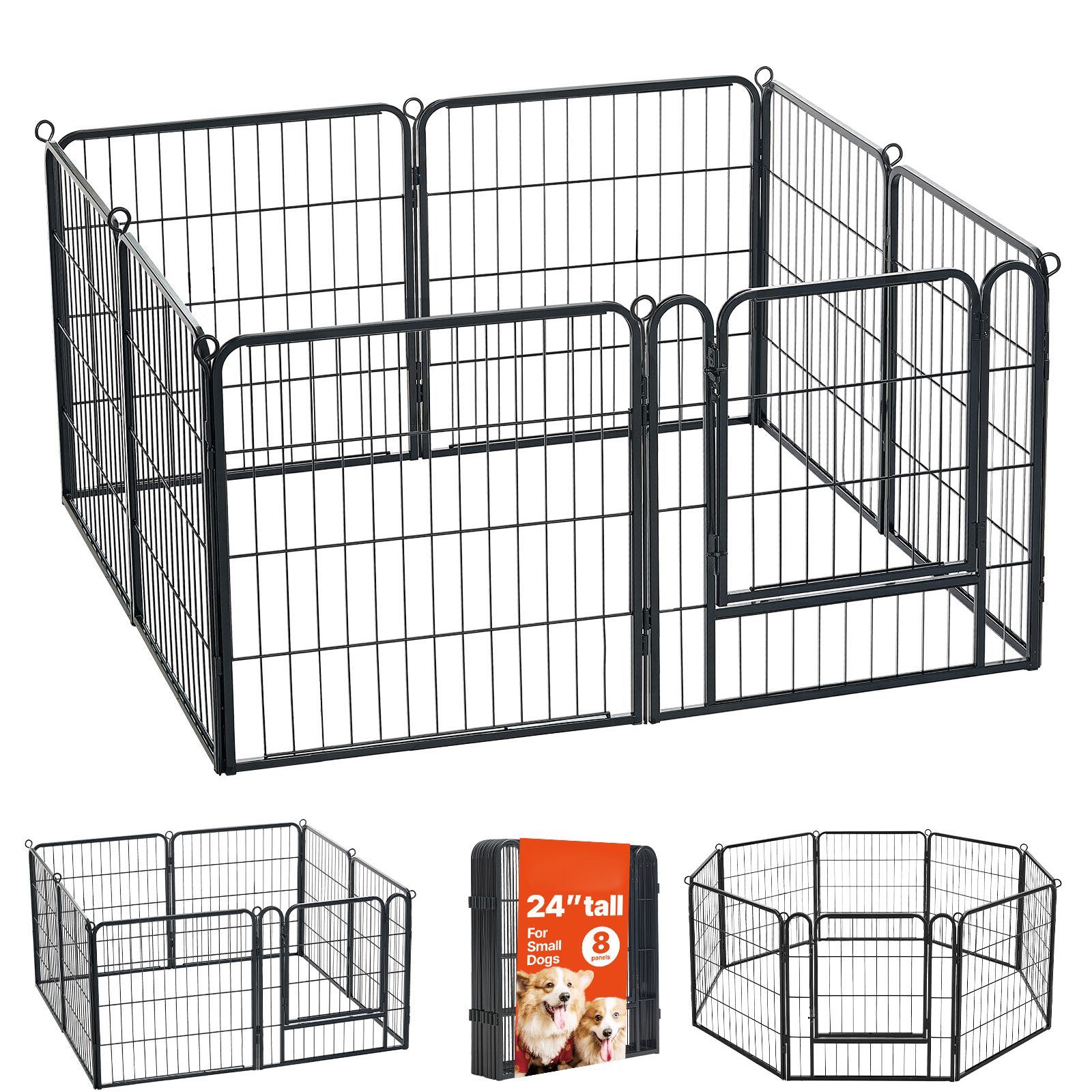 Outdoor Camping Dog Kennel - Hunde-Laufstall 24 Zoll, 8 Paneele, faltbarer