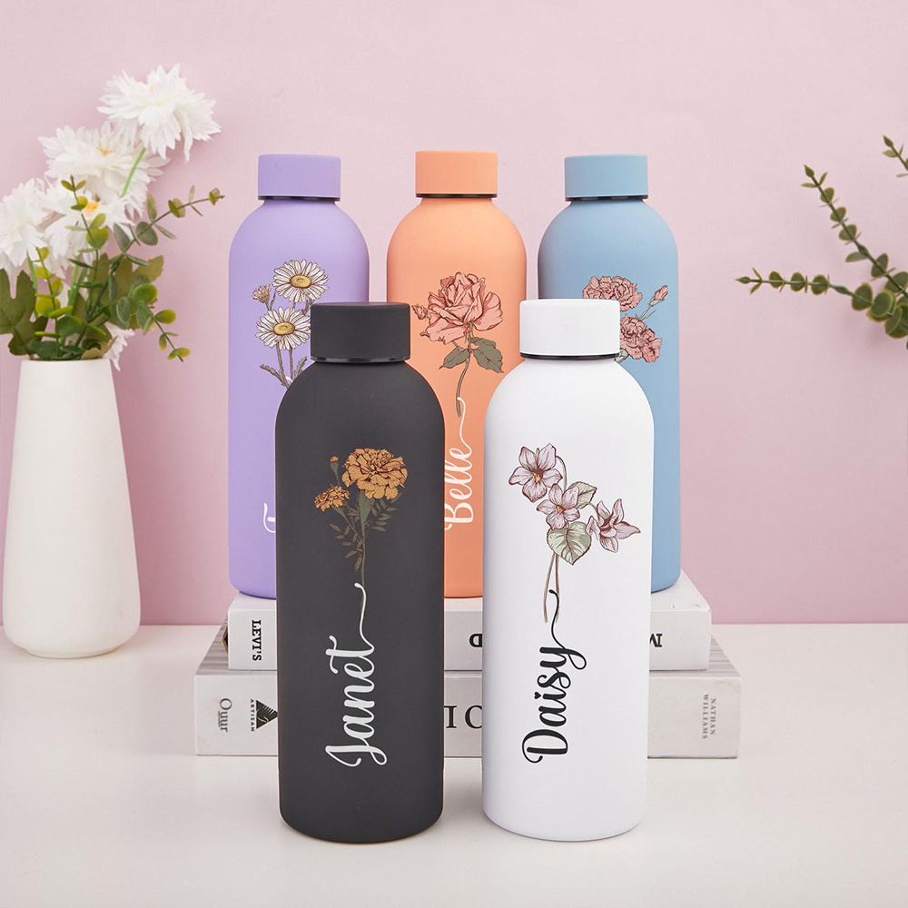 Outdoor Camping Equipment - Personalisierte Blumen-Wasserflasche, Tragbare Outdoor-Sport-Isolierflasche, für Camping,