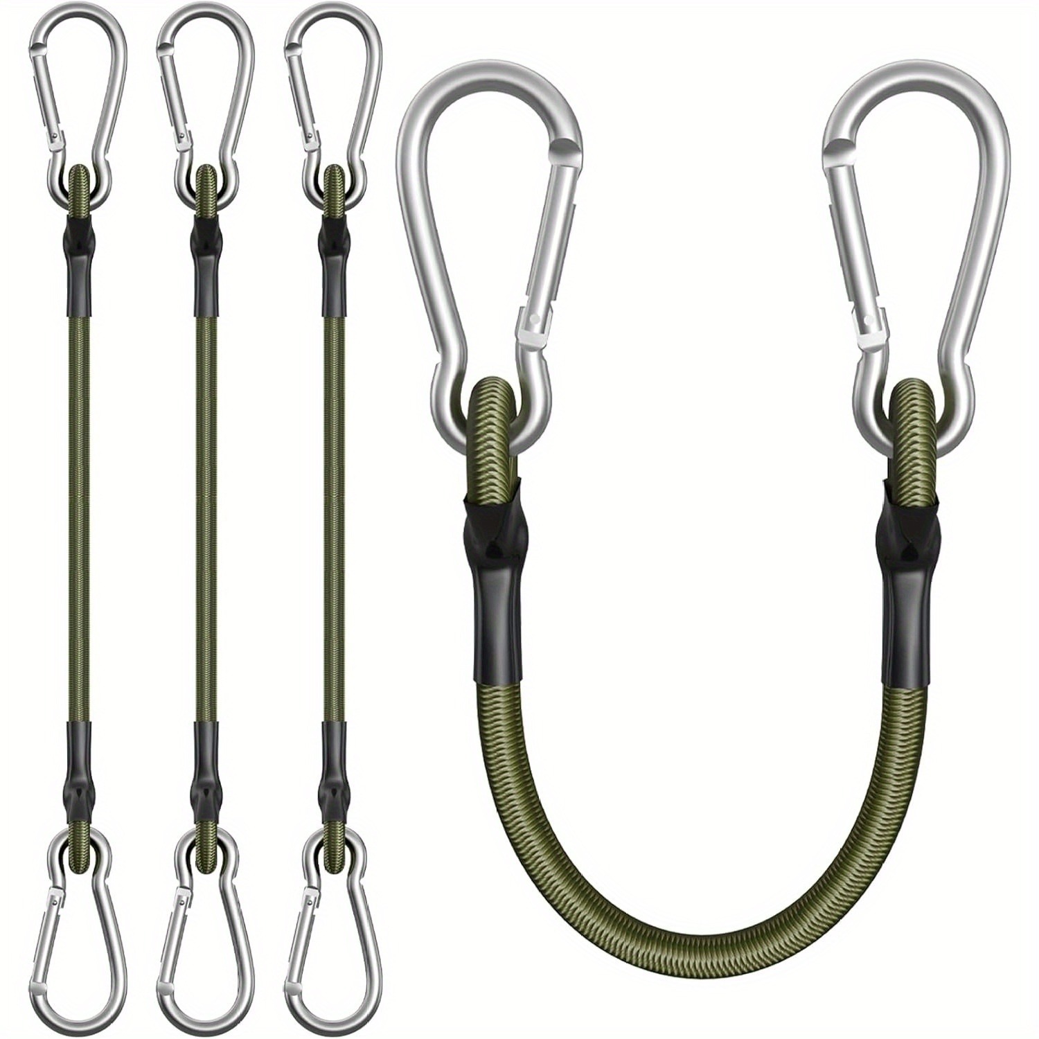 Outdoor Camping Equipment - 4 robuste Gummiriemen mit Metallhaken, 13,78