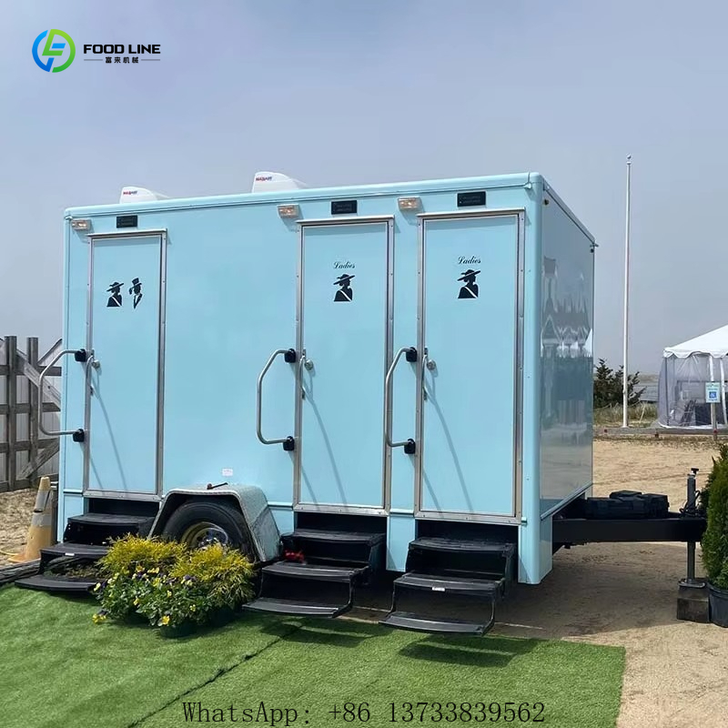 Outdoor Camping Events 2026 - Maßgefertigter mobiler Luxus-Badezimmeranhänger aus weißem Fiberglas,