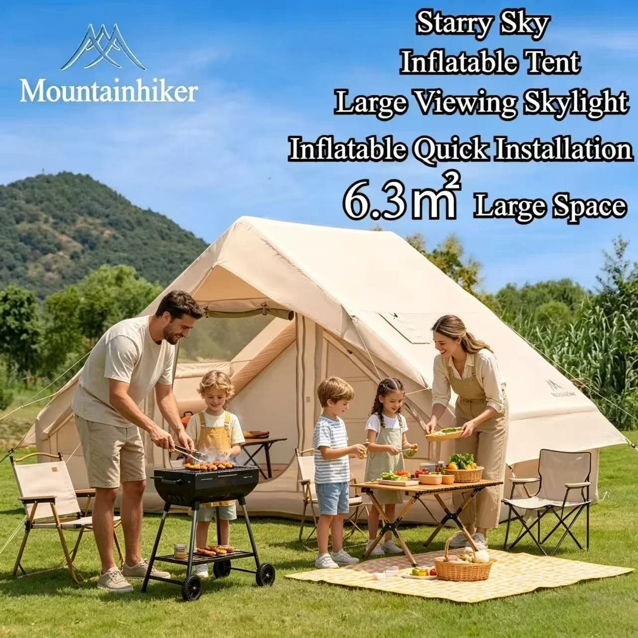 Outdoor Camping Inflatable Tent - MOUNTAINHIKER Extra Großes Aufblasbares Zelt für