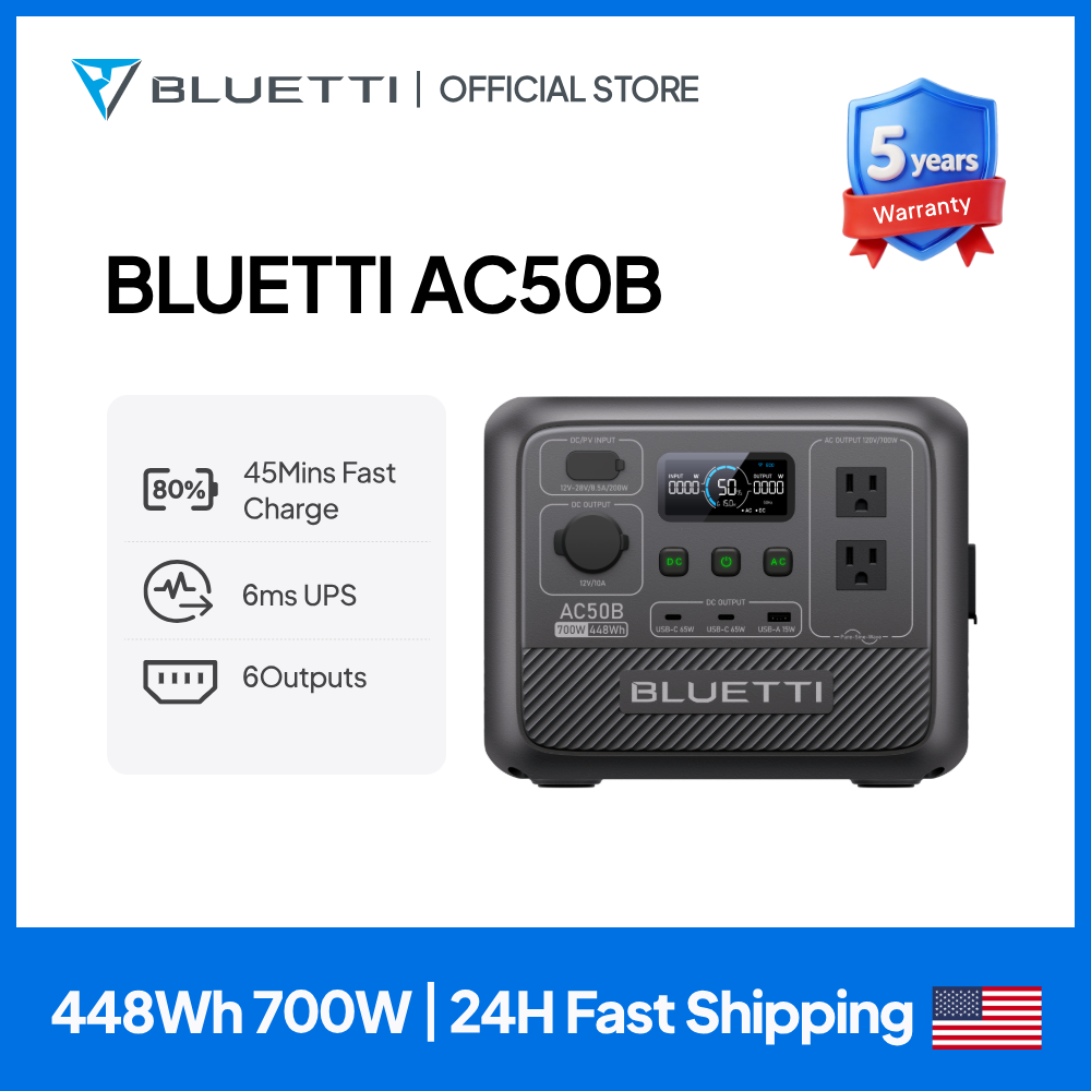 Outdoor Camping Outfit - BLUETTI AC50B Tragbare Powerstation 700W 448Wh