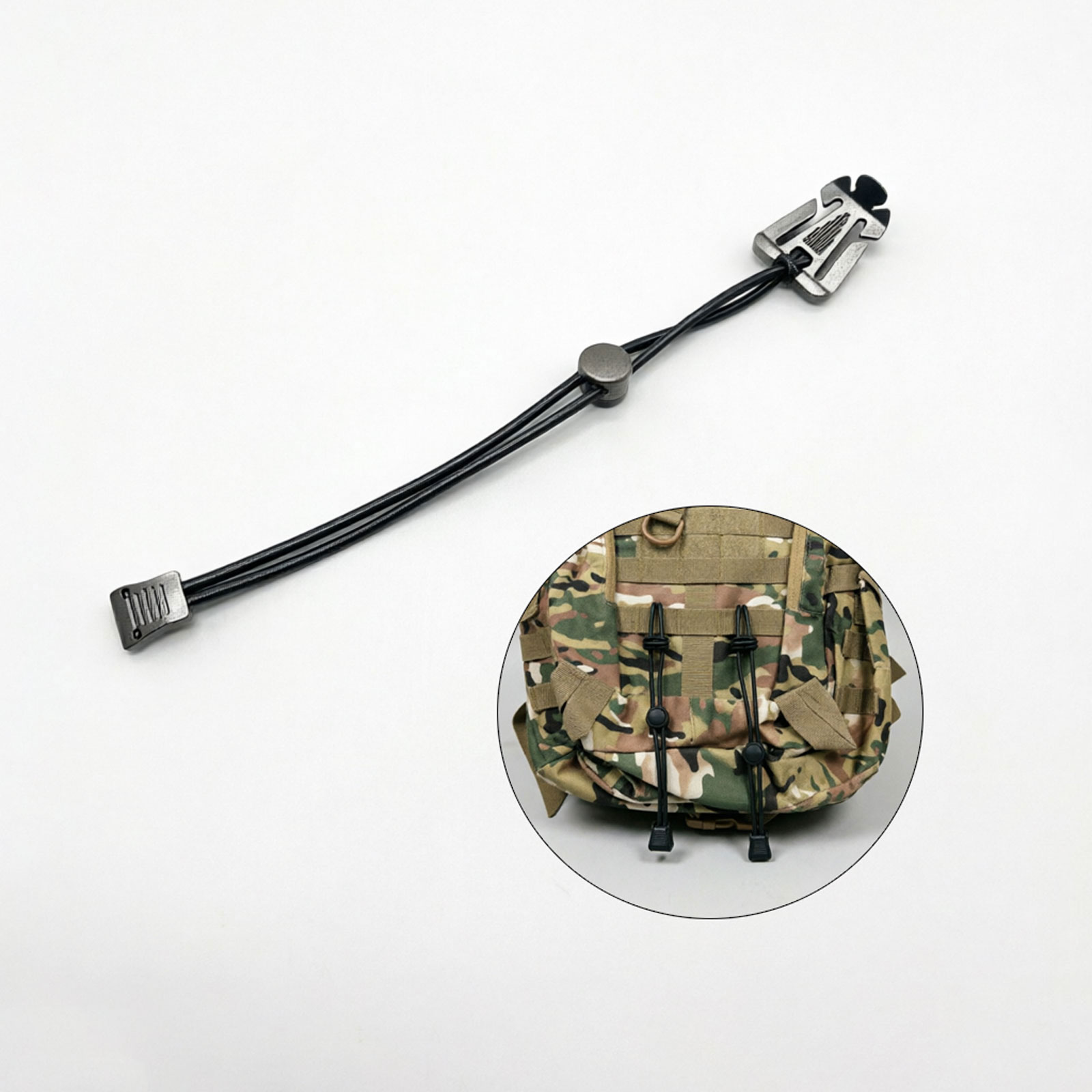 Outdoor Camping Equipment - Taschenlampen-Clip für Outdoor-Rucksack, Elastisches Seil mit