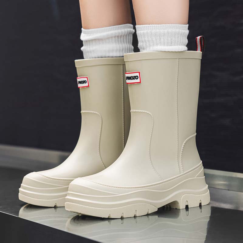 Outdoor Camping On Youtube - Damen-Regenstiefel mit hohem Schaft, dicke Sohle,