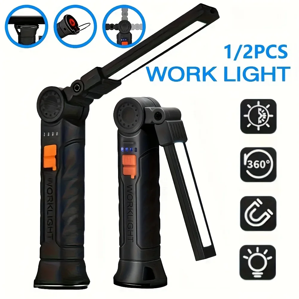 Camping Lantern - Tragbare COB-LED-Taschenlampe, wiederaufladbare Arbeitsleuchte mit magnetischer