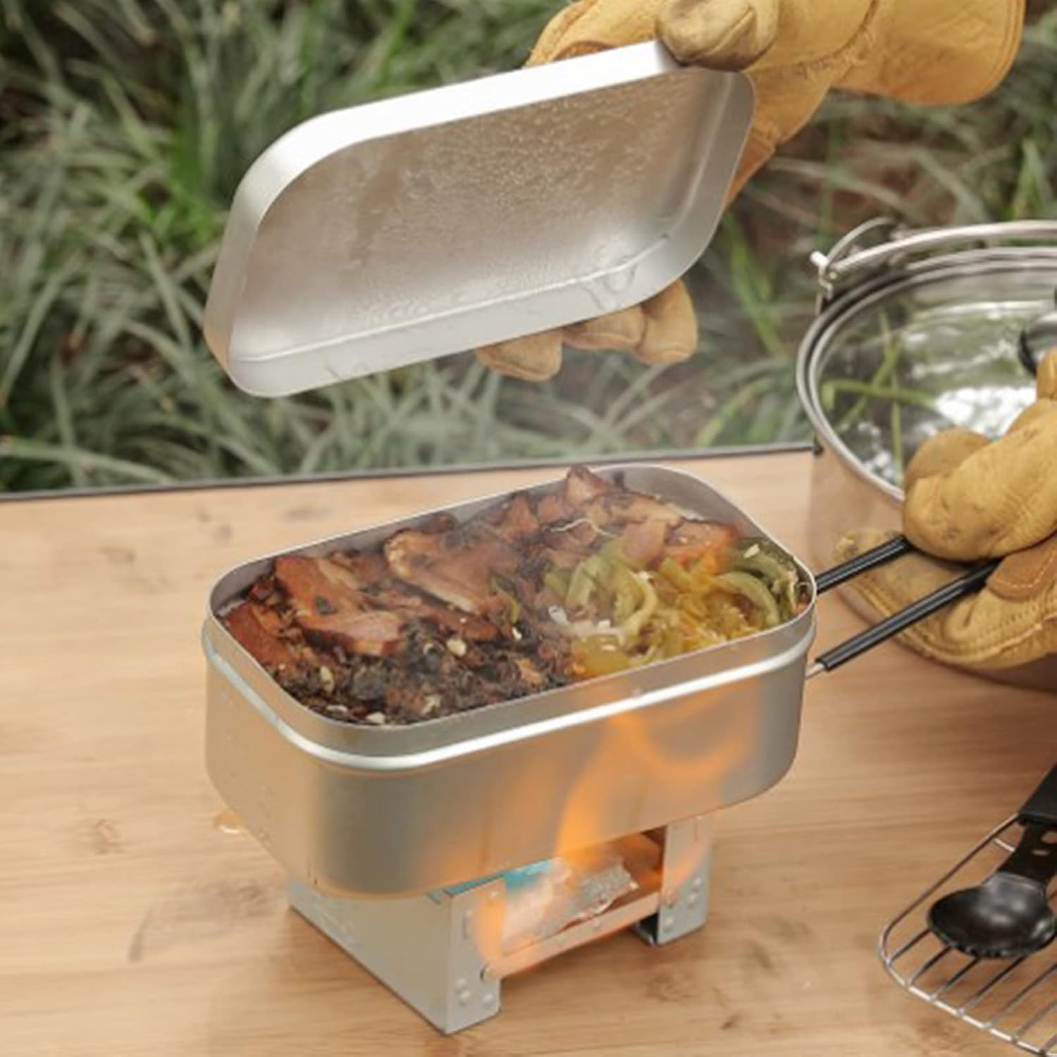 Outdoor Camping Outfit - Faltbarer Bento-Box-Griff, Lunchbehälter für Erwachsene, Camping-Kochgeschirr