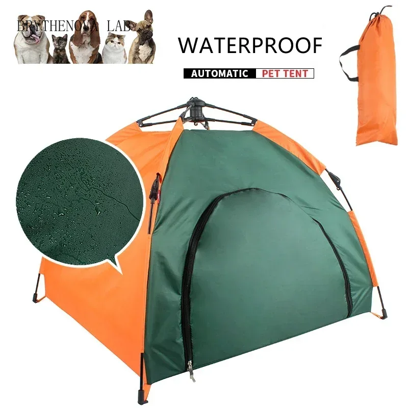 Outdoor Camping Dog Kennel - Hundehaus-Zelt, Katzenbett, Haustierkissen, wasserdichtes automatisches Camping-Lichtzelt,