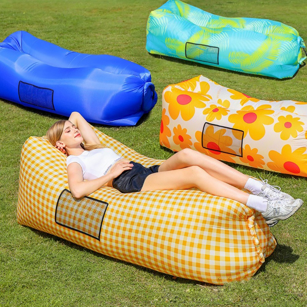 Bed Outdoor Camping - Outdoor-Essential: Faltbares Familien-Luftbett, Camping-Polyester-Lazy-Sofa, aufblasbares Musikfestival-Bett,