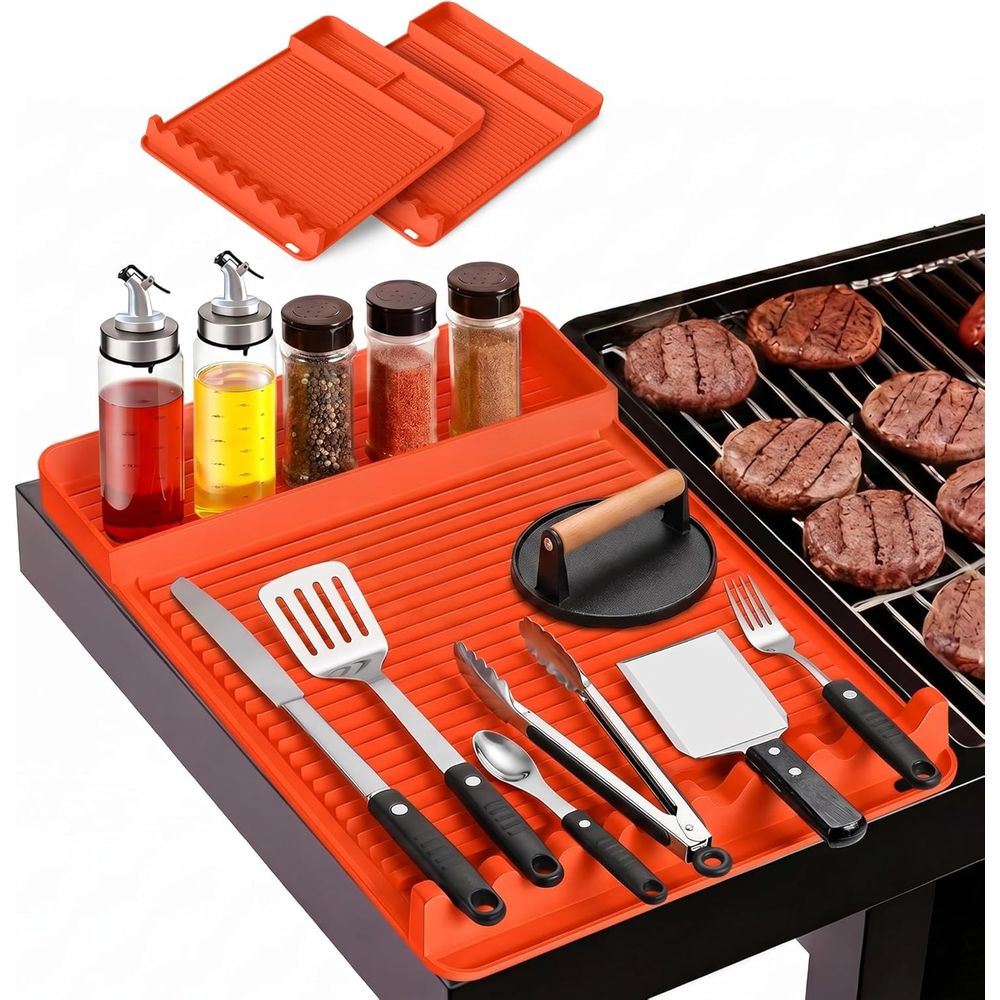 Cooking Outdoor Camping - Hitzebeständige Silikon-Grillmatte - 16x11,5'' Rutschfeste BBQ-Unterlage,