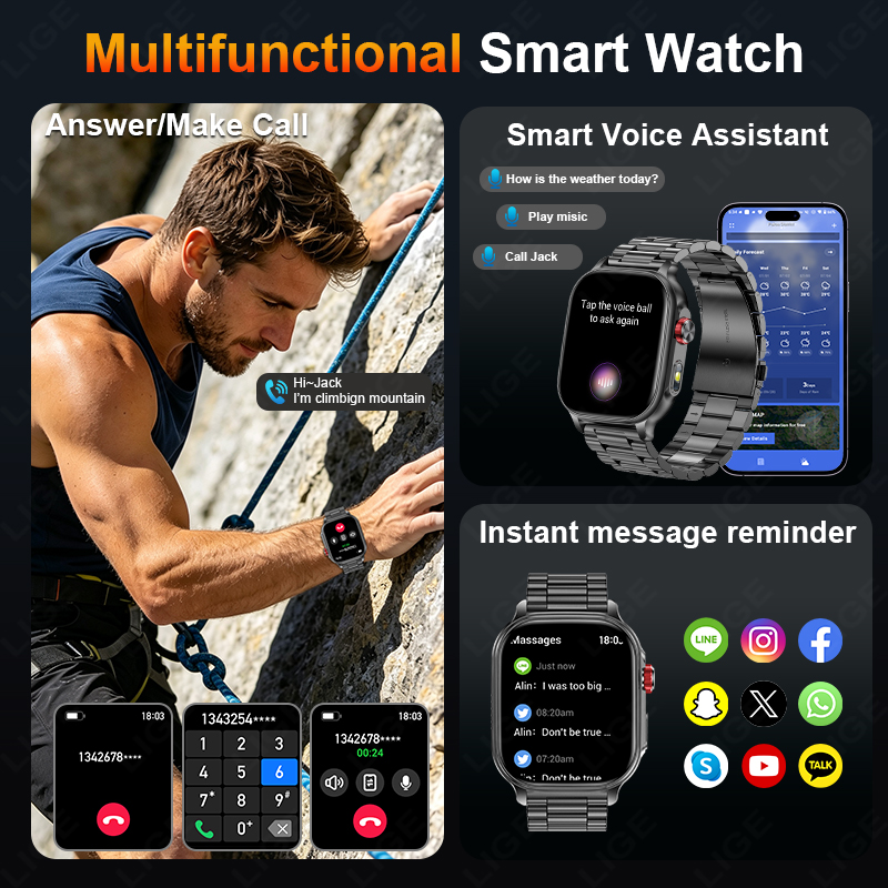 LIGE Neue Smartwatch mit 1400m – Outdoor Camping Japan Bewertung und Preis
