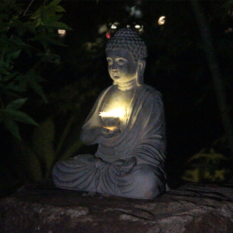 Harz Solar Buddha Statue Skulp – Outdoor Camping Japan Bewertung und Preis
