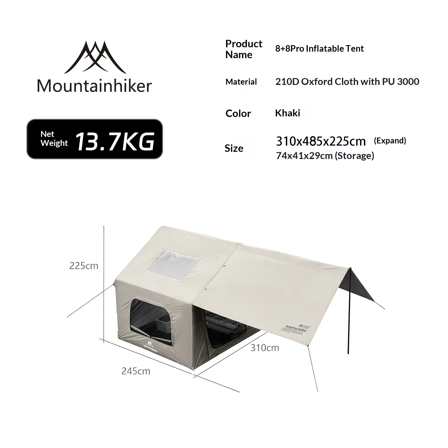 8+8 ㎡   MOUNTAINHIKER Aufblasb – Outdoor Camping Inflatable Tent Bewertung und Preis
