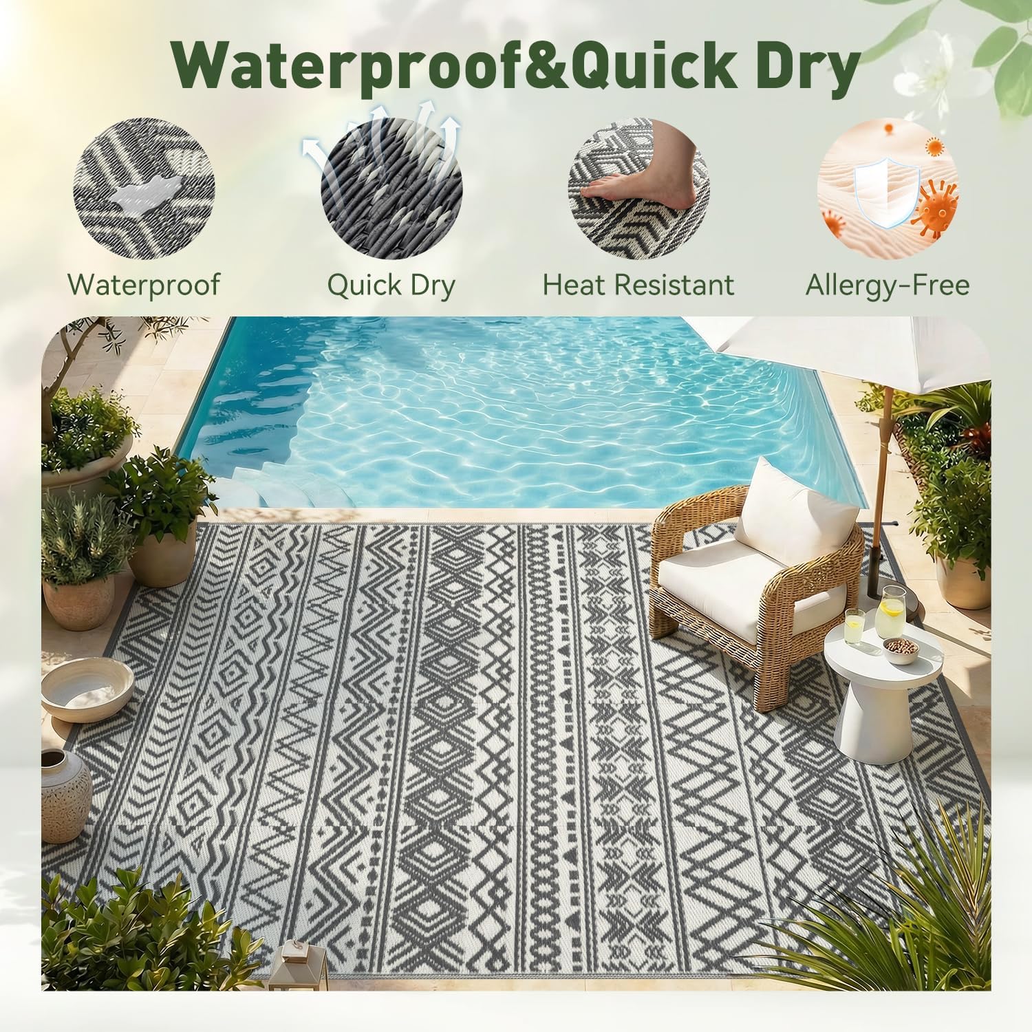 Outdoor-Teppich, wasserdicht,  – Outdoor Camping Rugs 9X12 Bewertung und Preis